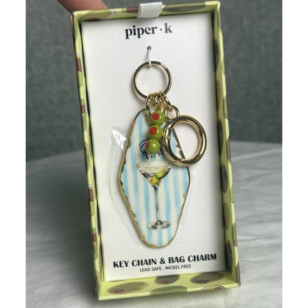 Piper K Keychain Tini Time Martini Glass Handbag Purse Keychain Bag Charm Bling